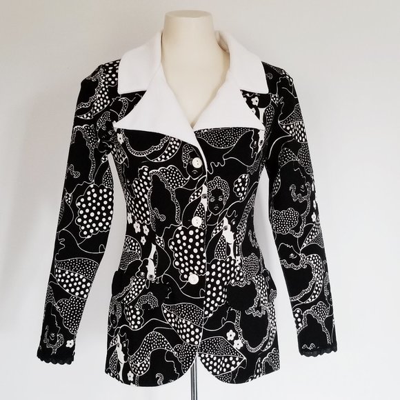 Swinging 60's Black & White Blazer (S) - Picture 2 of 7